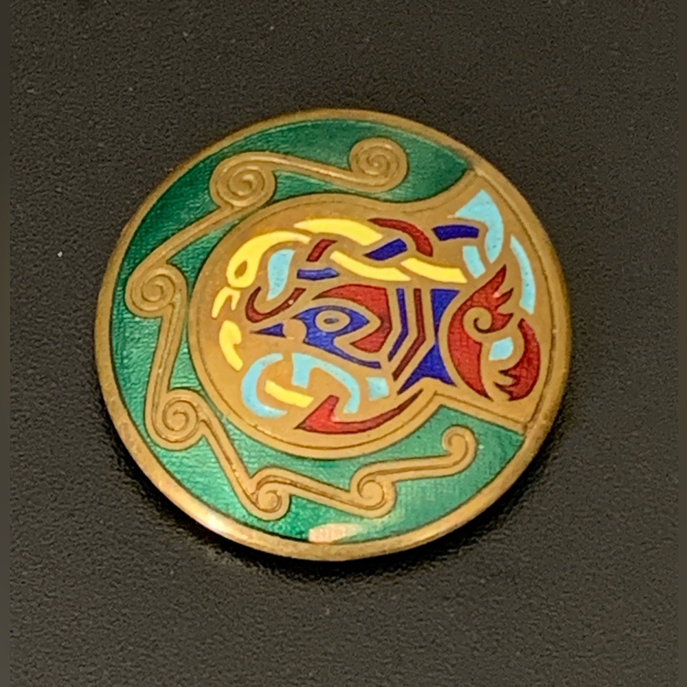 VTG Tara Ware Book of Kells Irish Enameled Brooch / Pendant Celtic Shield